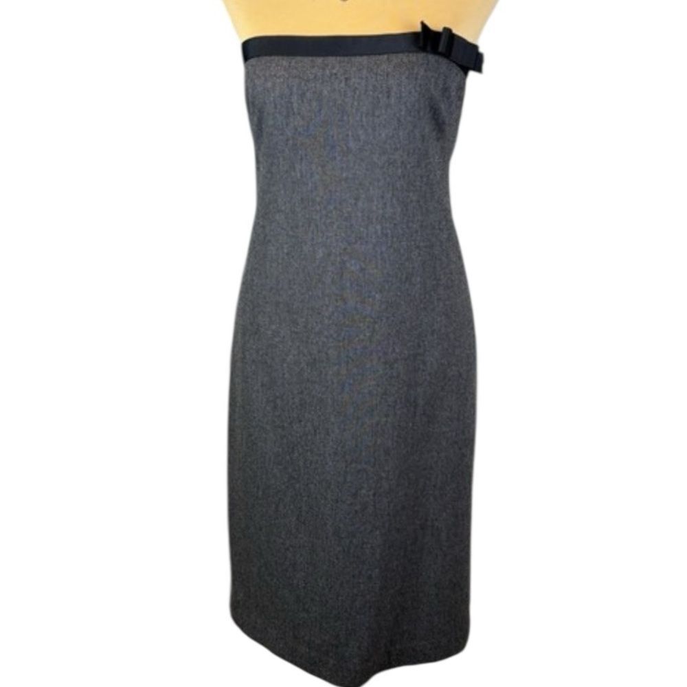 Theory wool blend Charcoal Strapless Dress with Bow Accent size 4